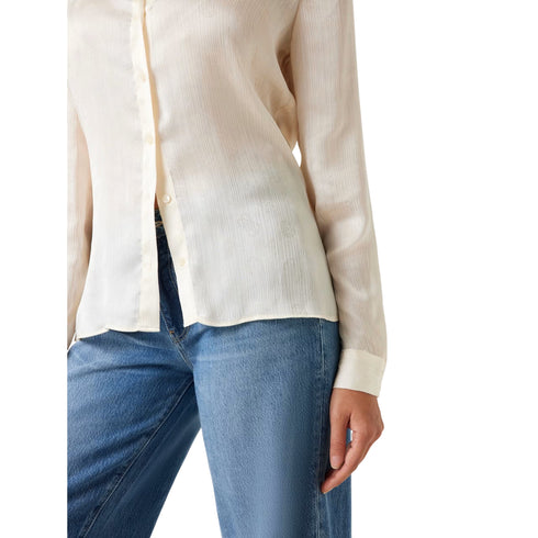Camicia Donna con motivo logo tono su tono e colletto classico